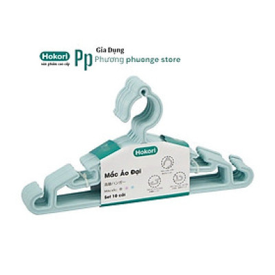 Combo Set 10 Móc Treo Quần Áo Đại HokoriL 2833, Mắc quần áo người lớn nhựa Việt Nhật cao cấp