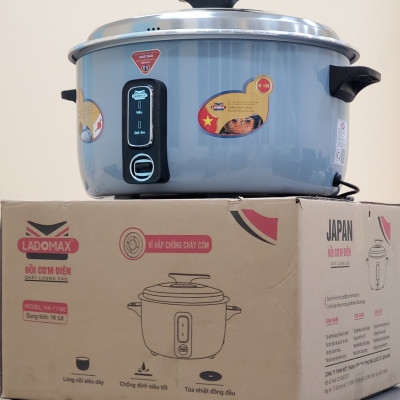 Nồi cơm điện công nghiệp chống cháy cơm 16Lit Ladomax Nhật HA-71160, mâm nhiệt oxi hóa cứng chống teo mâm-Hàng chính hãng