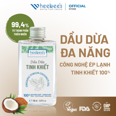 Dầu Dừa Nguyên Chất Ép Lạnh Heebee’s 100% Tự Nhiên, Không Mùi, Đa Năng, Dưỡng Ẩm Da & Tóc 50/150ml