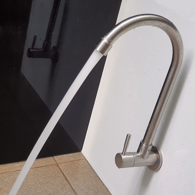 Vòi rửa chén lạnh âm tường Inox SUS 304 Eurolife EL-RC08 (Trắng vàng)