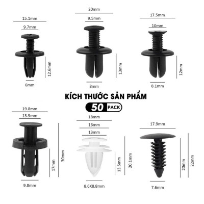 Bộ 100 Chốt Vít Vặn Các Bộ Phận Trên Xe Hơi Chất Liệu Nhựa Kèm Hộp Đựng phụ tùng ô tô