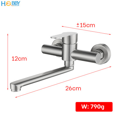 Vòi rửa chén nóng lạnh gắn tường Inox 304 Hobby Home Decor ANL1