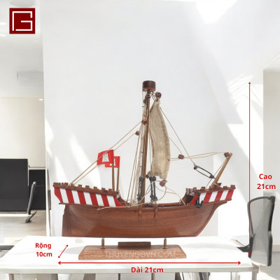 Mô hình thuyền gỗ, mô hình trang trí HAN KOGGE, thuyền gỗ để bàn, decor phòng học, bàn làm việc, hàng chính hãng
