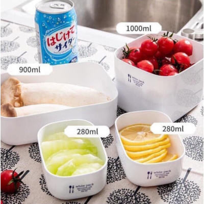 Set 02 hộp đựng & bảo quản đồ ăn White Pack 280ml ( hình chữ nhật ) thích hợp dùng trong lò vi sóng - MADE IN JAPAN