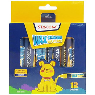 Hộp 12 Bút Sáp Màu Wax Crayon - Stacom CR212W