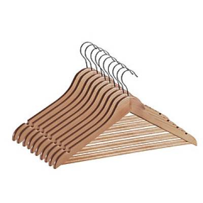 Bộ 10 móc áo JYSK Sigfrid gỗ tự nhiên 44.5x23x1.2cm