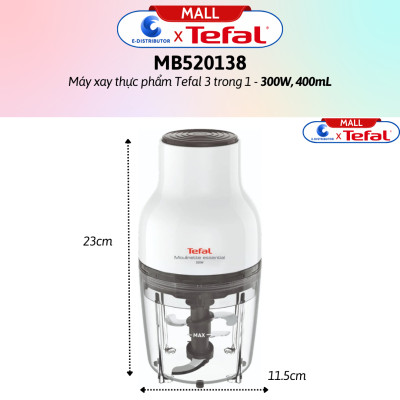 Máy xay thực phẩm Tefal 3 trong 1 MB520138 - 300W, 400mL - Hàng Chính Hãng - Bảo Hành 12 Tháng