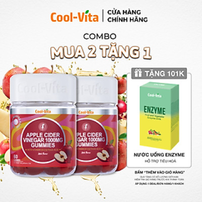 Combo 2 Hộp Kẹo Dẻo Giấm Táo Vitamin B12 Hỗ Trợ Tiêu Hóa, Tăng Cường Miễn DịchCoolvita (60 viên x 3g)/hộp