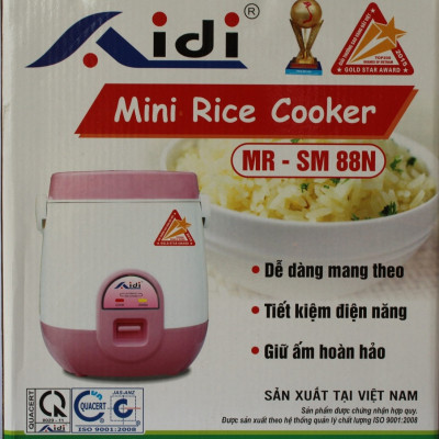 Nồi Cơm Điện Cặp Lồng Mini Thân Nhựa Aidi MR-SM 88N (0,6 lít) - Màu Ngẫu Nhiên - Chính Hãng