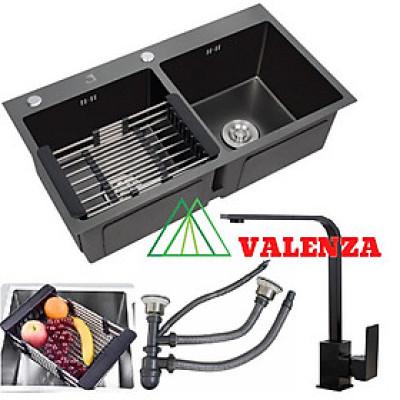 Combo chậu rửa chén bát nano Valenza sus304 + vòi nano kháng khuẩn Valenza sus304 kích thước 8245 hố cân