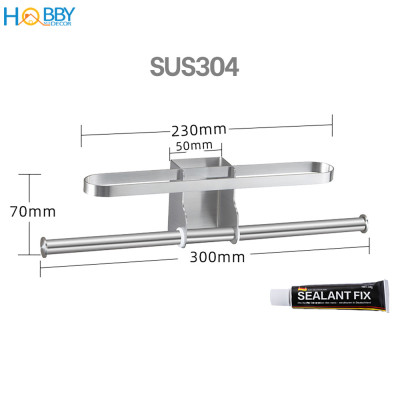 Giá treo móc kẹp phơi quần áo cho gọn 2 tầng HOBBY GPM4 dán tường gạch men - 2 có kích thước tùy chọn và có keo dán sealant