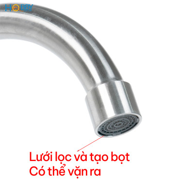 Vòi rửa chén gắn tường 2 đầu xả inox 304 Hobby home decor G2D
