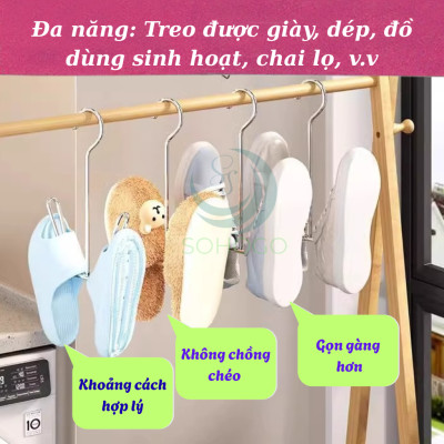 Bộ 2 Móc Treo Giày Đôi Inox Đa Năng- Móc Phơi Giày Thông Minh Chống Gỉ -	Móc Sắt Treo Dép – Giày – Chai Đa Dụng