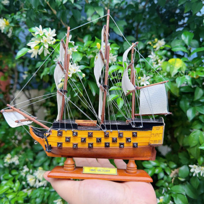 Mô hình thuyền gỗ HMS VICTORY kích thước nhỏ 20cm, thuyền gỗ phong thủy, mô hình trang trí, decor phòng học