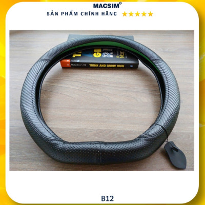 Bọc vô lăng cao cấp Macsim mã Dcut B12 màu đen chỉ đen