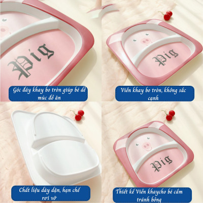 Khay ăn dặm chia 2 ngăn từ tre Bamboo kháng khuẩn cho bé D7006 (màu ngẫu nhiên)