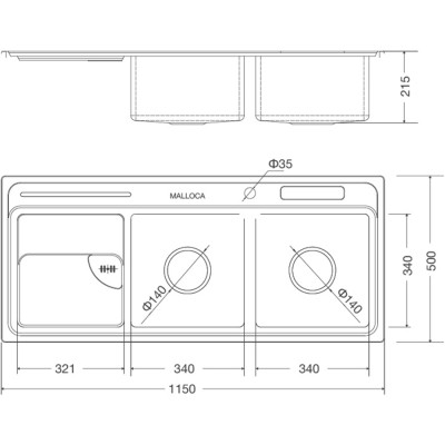 Chậu rửa chén Inox Malloca MS 8816