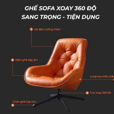 Ghế sofa xoay 360 độ (không kèm ghế phụ), chính hãng NIKITA, tặng kèm gối ôm