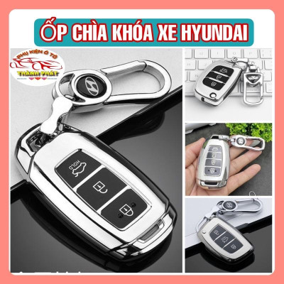 Móc khóa kèm ốp bảo vệ chìa khóa xe Hyundai Accent 2019, Accent 2021, Tucson, i10 nhựa mềm TPU tráng gương.