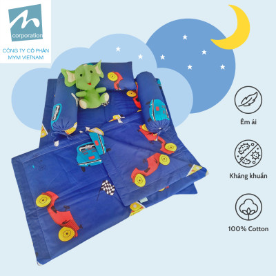 Bộ chăn gối nệm cho bé MYM chất liệu vải Cotton mềm mại, thấm hút