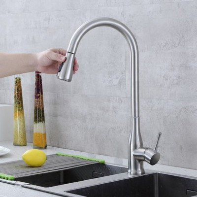 Vòi bếp nóng lạnh siêu cấp kiêm đầu xịt SUS304 kiểu A + 2 dây cấp - ITALIA 