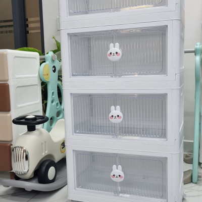Tủ đựng đồ gấp gọn hoạt hình, tủ nhựa đựng đồ lắp ghép xếp gọn ngang 60cm, không cần lắp đặt, khả năng chịu tải mạnh