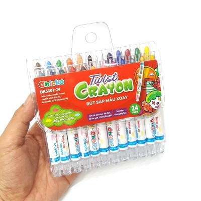 Bút Sáp Màu Xoay - 24 Màu DK 3301-24 (Túi Nhựa PVC)