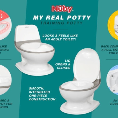 [ 76503-Nuby ] Bồn vệ sinh thu nhỏ cho bé, có âm thanh xã nước, tặng kèm 02 cục pin AAA