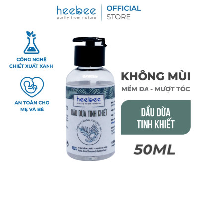 Dầu Dừa Nguyên Chất Ép Lạnh Heebee’s 100% Tự Nhiên, Không Mùi, Đa Năng, Dưỡng Ẩm Da & Tóc 50/150ml