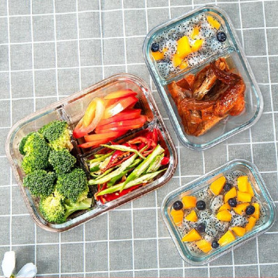 HỘP THỦY TINH ĐỰNG THỰC PHẨM 3 NGĂN 1000 ML - HÀNG CHÍNH HÃNG