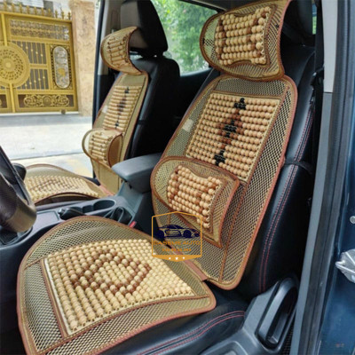 Lót Ghế Hạt Gỗ Nâng Lưng Thoáng Khí Cao Cấp Có Tựa Lưng – Hỗ Trợ Cột Sống, Giảm Đau Mỏi, Thoáng Mát - Hàng Nhập Khẩu