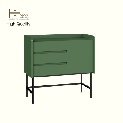 [Happy Home Furniture] LAVIA, Tủ lưu trữ 3 ngăn kéo - 1 cửa mở - chân sắt, 90cm x 40cm x 86cm ( DxRxC), THK_157