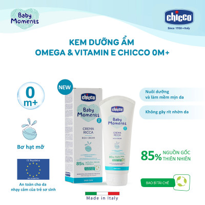 Kem dưỡng ẩm chứa Omega và vitamin E Chicco cho bé 100ml