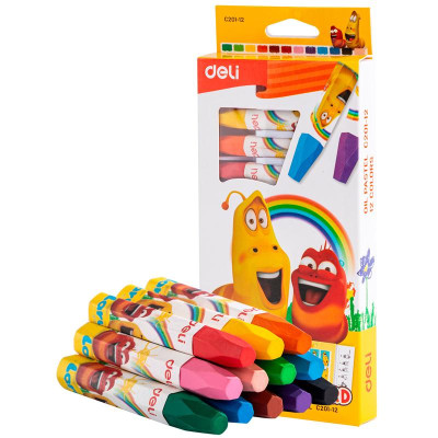 Hộp 12 Bút Màu Sáp Dầu Larva - Deli EC201-12