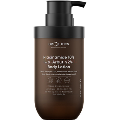 Sữa dưỡng thể DrCeutics Niacinamide 10% + Alpha Arbutin 2% Body Lotion giúp cải thiện độ đàn hồi săn chắc của da (200g) - Hàng chính hãng