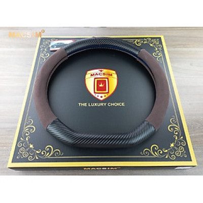 Bọc vô lăng cao cấp Macsim mã 8771Dcut màu coffee + cacbon