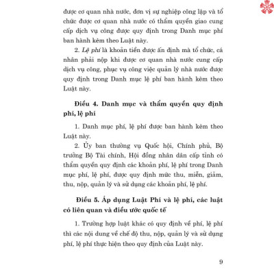 Luật phí và lệ phí năm 2015 (sửa đổi, bổ sung năm 2017, 2018, 2020, 2023) bản in 2024