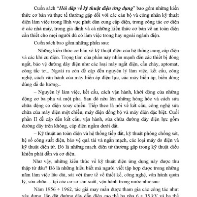 Hỏi Đáp Về Kỹ Thuật Điện Ứng Dụng