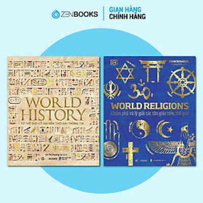 Sách - Combo 2 Cuốn: World History - Lịch Sử Thế Giới + World Religions - Tôn Giáo Thế Giới - DK - Zenbooks