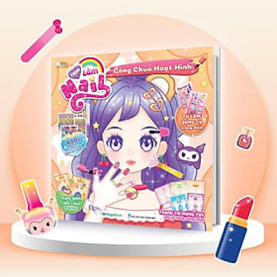 Sách Tiệm làm Nail - Công chúa Hoạt Hình (400+ stickers dễ thương) - Sách bóc dán sticker cho bé gái - Megabook