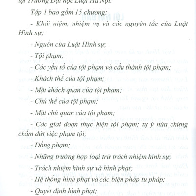 Hướng Dẫn Môn Học LUẬT HÌNH SỰ - Tập 1: Phần Chung
