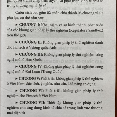 Phát Triển Không Gian Pháp Lý Thử Nghiệm Cho Công Nghệ Tài Chính và Các Lĩnh Vực Công Nghệ Mới Tại Việt Nam