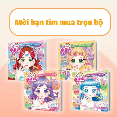 Sách Tiệm làm Nail - Công chúa Hoạt Hình (400+ stickers dễ thương) - Sách bóc dán sticker cho bé gái - Megabook