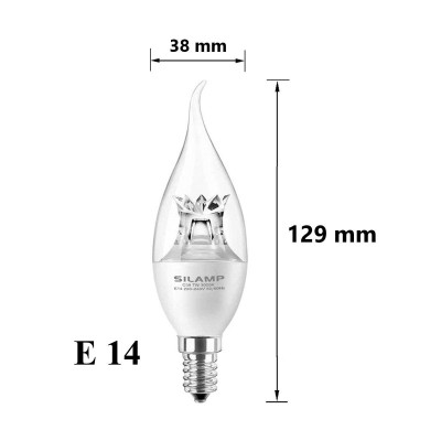 Bóng đèn LED Silamp 7W E14 hình nến, ánh sáng vàng 3000K