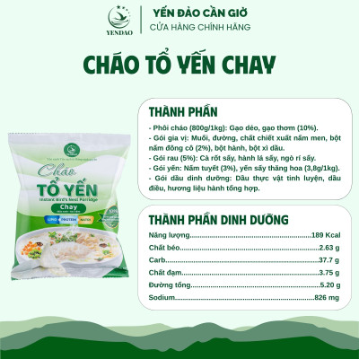 Yến Đảo - Thùng 30 Gói Cháo Yến Chay Chất Lượng Giàu Dinh Dưỡng Ăn Liền Tiện Lợi