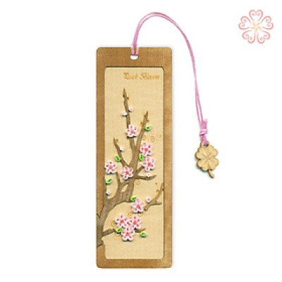 Bookmark Hoa Anh Đào Hồng Làm Từ Gỗ Veener Kết Hợp Cùng Giấy Xoắn Nghệ Thuật size 5.2 x13.5