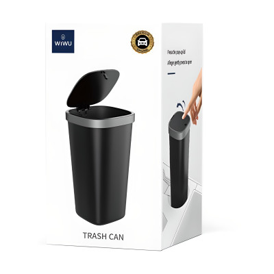 Thùng đựng rác mini dùng trên xe ô tô / để bàn làm việc hiệu WiWU Trash Can Mini - thiết kế Siêu nhỏ gọn, dung tích trên 500ml, nắp đậy lò xo đóng / mở dễ dàng - Hàng nhập khẩu