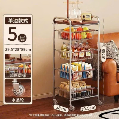 Xe Đẩy Kệ Để Đồ Đa Năng Nhiều Ngăn Tầng Có Ván Gỗ Retro Vintage – Khung Kim Loại Chắc Chắn, Kệ Trang Trí Nhà Bếp Phòng Khách - HÀNG CHÍNH HÃNG MINIIN