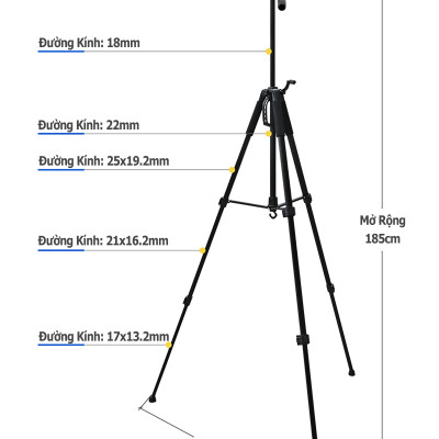 tripod chân đế điện thoại, máy ảnh G-185 hỗ trợ quay chụp video, livestream, quay live tik tok chống rung lắc, cứng cáp, hàng chính hãng