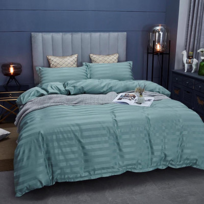 Bộ 5 món vỏ chăn drap gối cotton lụa 3F sọc 3 phân cao cấp A - dành cho khách sạn, homestay, nhà nghỉ ( hàng loại 1) + tặng kèm 1 túi thơm thảo dược